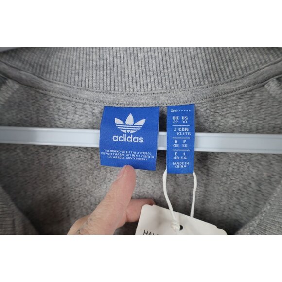 New Adidas Womens XL Spell Out Trefoil Striped Thermal Knit Half Zip Sweatshirt - Picture 6 of 16